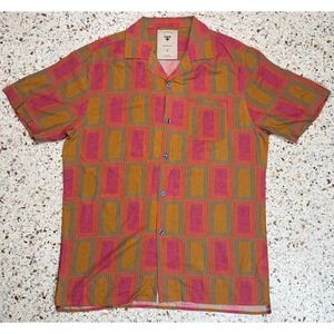 OAS The Cuba Shirt Men's Geometric Pattern Short Sleeve Shirt Size Medium